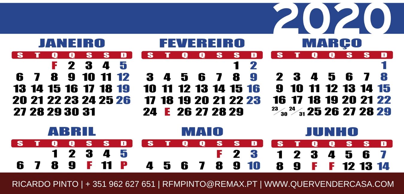 calendários 2020 todos os feriados