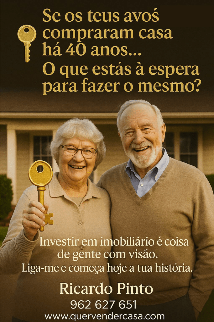 🏡 Quer comprar ou vender casa com confiança e resultados? Fale com Ricardo Pinto.
Com mais de 15 anos de experiência no mercado imobiliário e mais de 200 imóveis vendidos, sou o consultor certo para quem quer fazer um bom negócio — seja na compra, venda ou investimento em casas e apartamentos em Lisboa, Amadora, Oeiras e arredores.

Ao trabalhar comigo, garante:

Uma avaliação profissional e gratuita do seu imóvel;

Estratégias de marketing de luxo e alta visibilidade online;

Negociação eficaz, com foco no seu melhor interesse;

Acompanhamento completo, desde o primeiro contacto até à escritura.

Não trate a sua casa como apenas mais um imóvel.
Confie em quem entrega resultados.

📞 962 627 651
🌐 www.quervendercasa.com
🏆 Ricardo Pinto – Consultor Imobiliário Remax